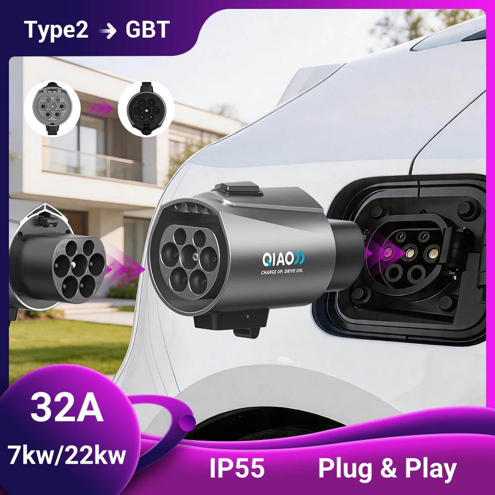 32A 7KW 22KW タイプ 2 から GBT EV 充電器アダプタ IEC62196 から GB/T 電気自動車車 EV 充電コンバータ中国標準用