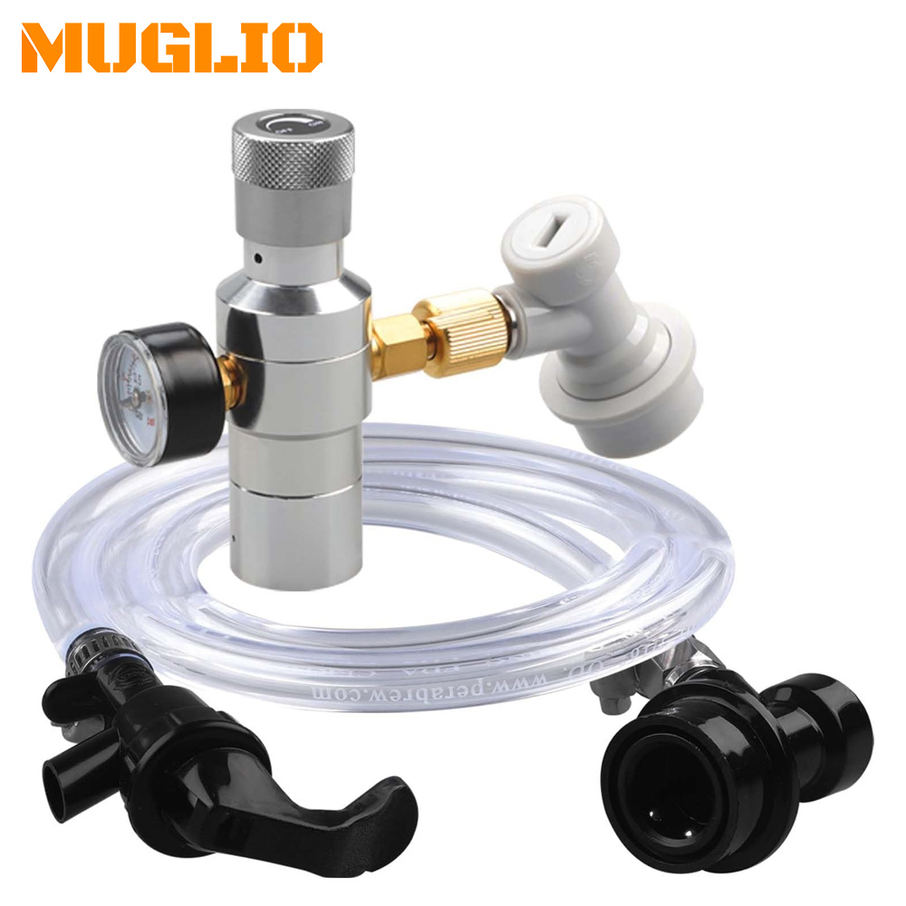 ミニケグ CO2 チャージャー 0-30 PSI 3/8 インチアダプター、ガスレギュレーター付き