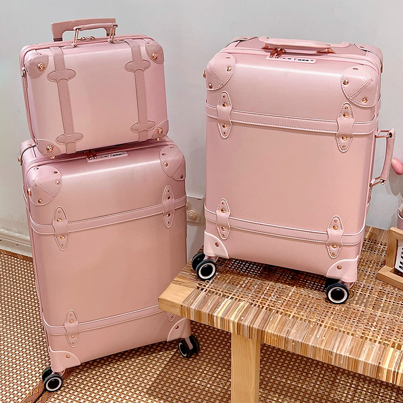 ヴィンテージピンク荷物 20 "24" 搭乗高度なスーツケースローリングトラベルバッグ 28 インチトロリーケースアカデミーガールバッグスーツケースセット