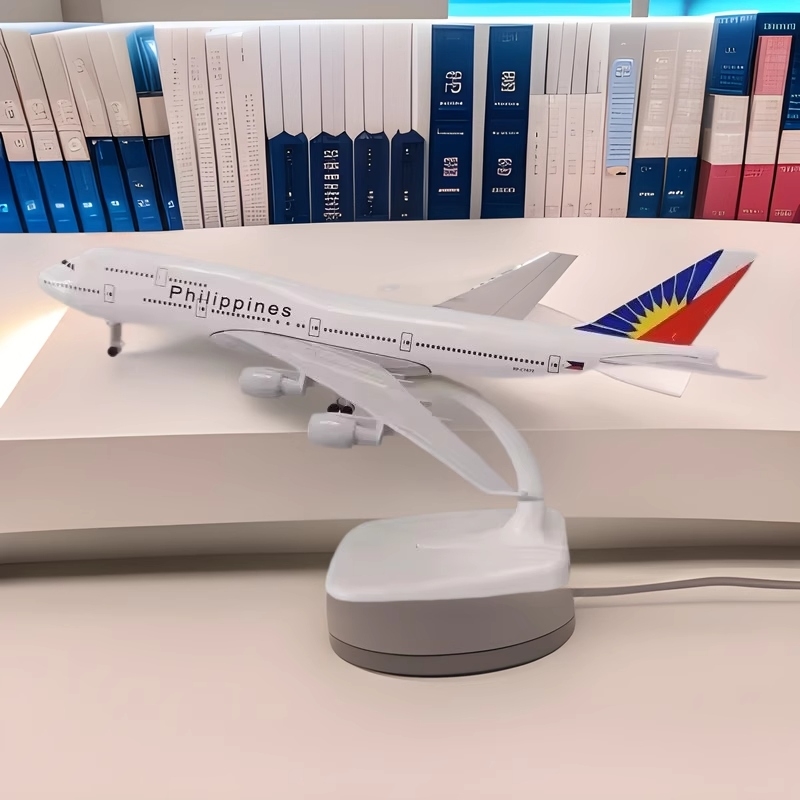 20 センチメートルダイキャストメタルモデル飛行機 B747 フィリピン航空ミニチュアレプリカグッズ飛行機装飾モデルファンのための