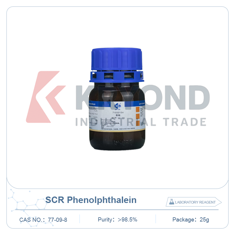 SCRフェノールフタレイン指示薬 CAS 77-09-8 実験用化学薬品酸塩基滴定試薬分析研究用 25g 粉末固体 実験室用