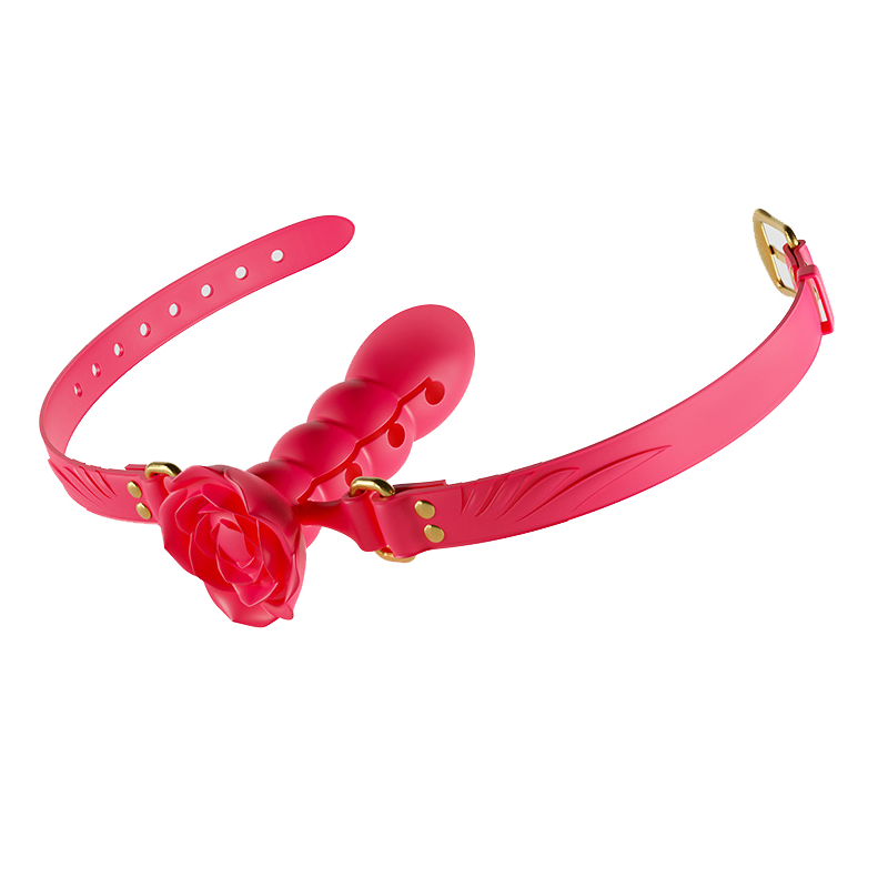 ディルド付きBDSMボールギャグ – ペニスアタッチメント付きシリコンマウスギャグ、調節可能なストラップオープンマウスOリング、性的拘束おもちゃ。