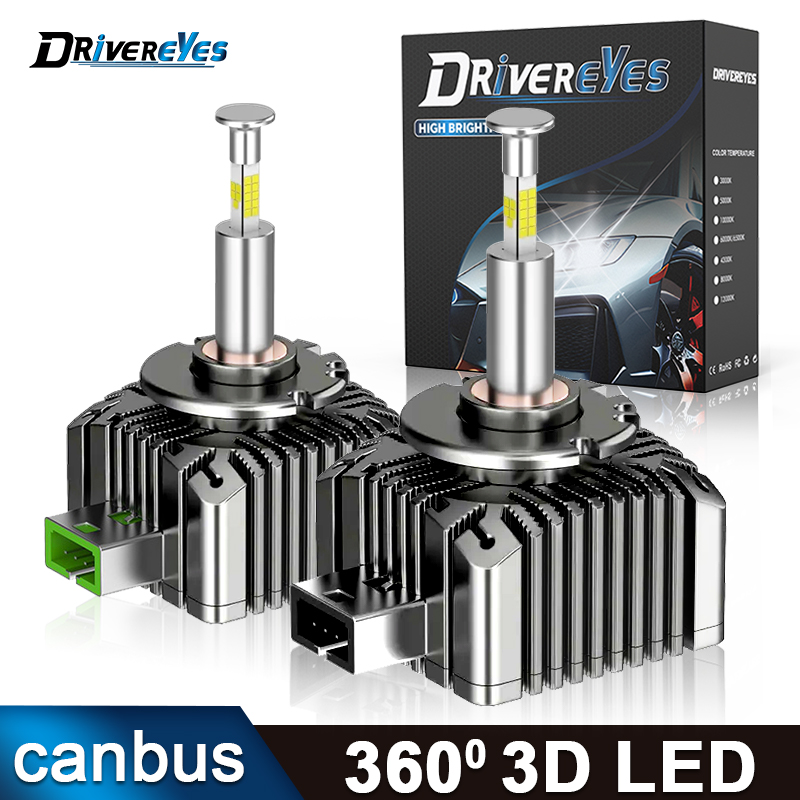 360 3D D1S D3S LED 車のヘッドライト電球 Canbus D2S D4S D8S Led HID キット D1R D2R D3R オートランプターボ LED 6000 ワット超高輝度 6500 K
