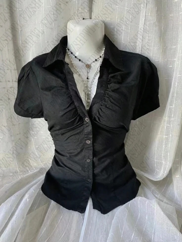 ヴィンテージ美的女性人格 Y2K スリム服ファッションシャツ原宿半袖トップス女性ホットクラシックカジュアル Tシャツ