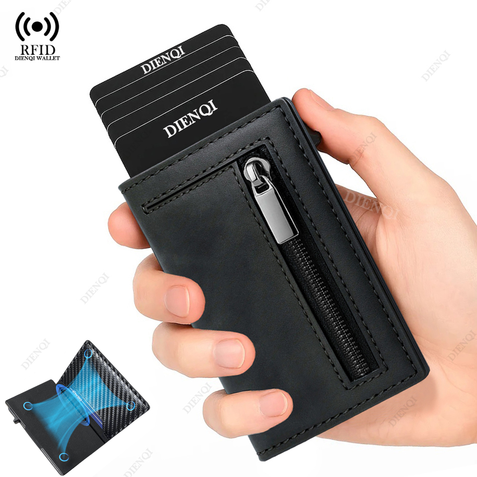 Rfid クレジットカードホルダー男性財布ミニハンドバッグ高級ブランドバッグカードホルダーケース革磁気小銭入れハンドバッグ男性のための