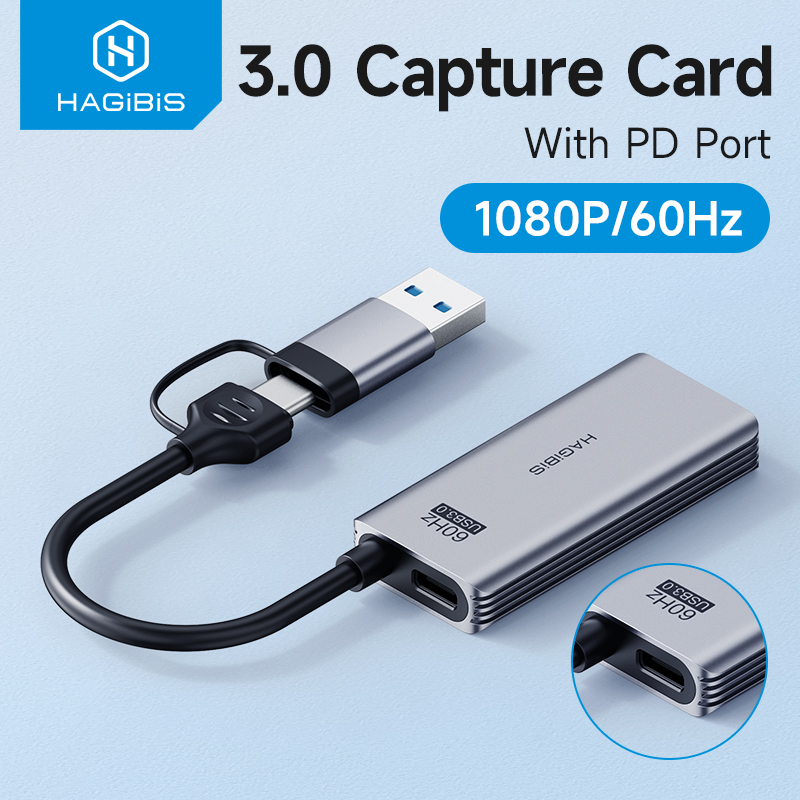 ハギビス USB 3.0 ビデオキャプチャカード 100W PD 付き Meta Quest 3 iPad HDMI to USB/Type-c ゲームライブストリーミングビデオレコーダー用
