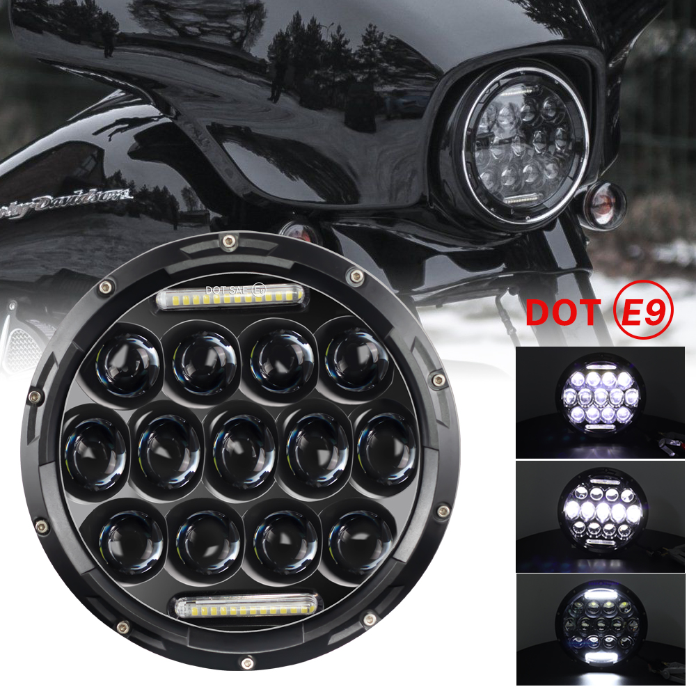 オートバイ 7 インチ LED ヘッドライトハーレーツーリングウルトラクラシックエレクトラストリートグライドロードキングヤマハオートバイヘッドランプ