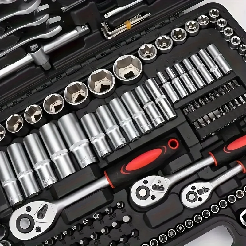 プロフェッショナル 46 個 Cr-V スチールソケットセット ラチェットレンチ収納バッグ付き 耐久性のあるソケットエクステンションバー 自動車家の修理用