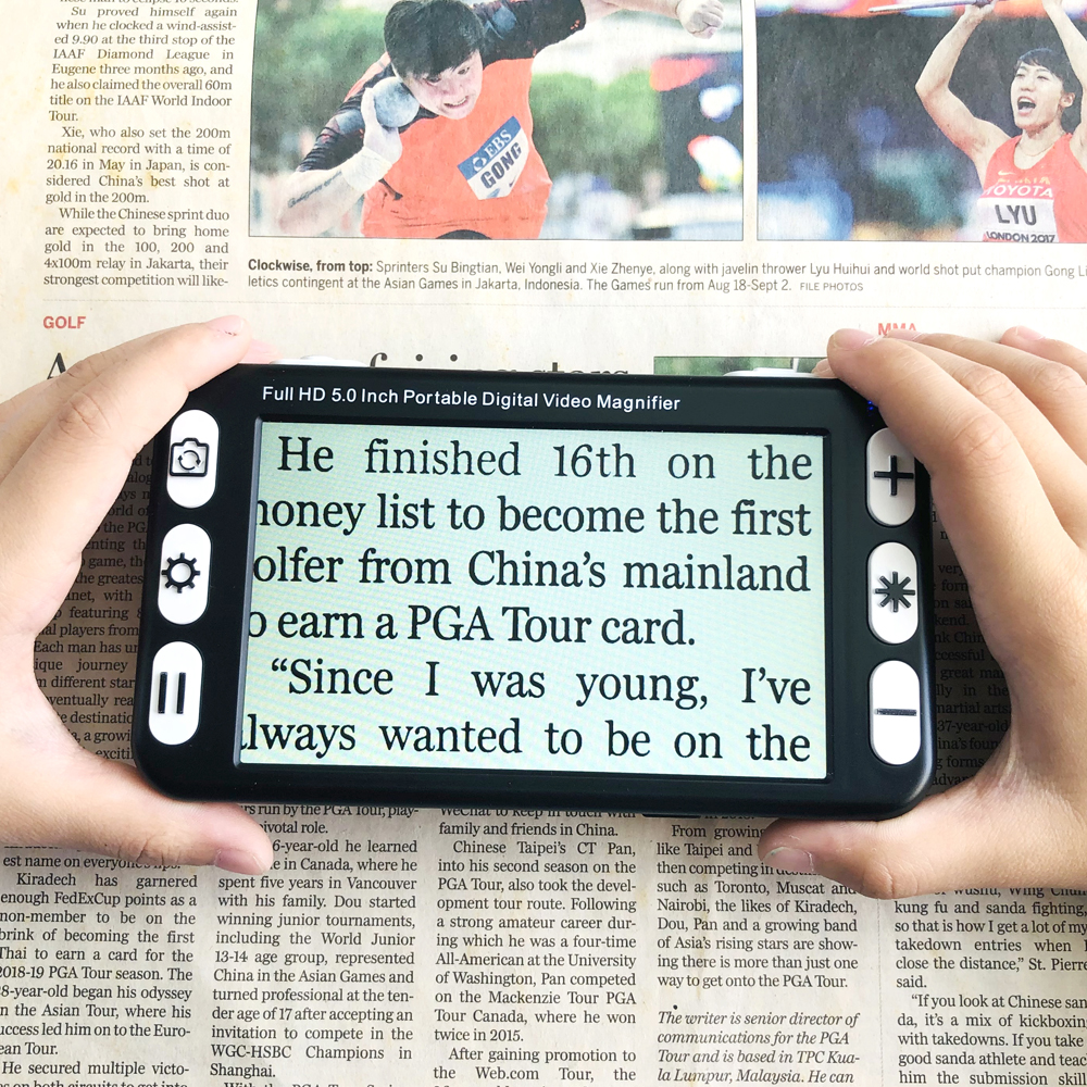 5 インチ LCD ディスプレイポータブル拡大鏡ロービジョンビデオ拡大鏡電子読書補助、デジタルハンドヘルドポータブルビデオ拡大鏡