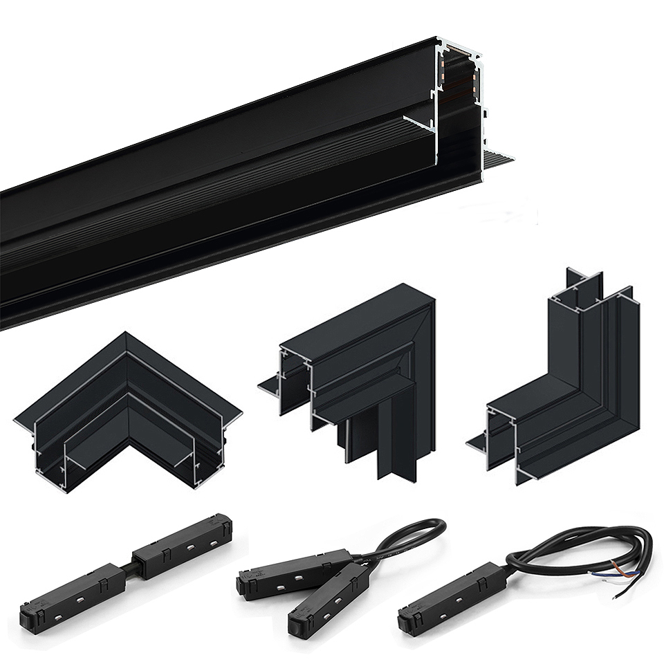 1.5 メートル磁気トラックアクセサリー凹型マグネットライトキットリニア LED ストライプ 1.5 メートル埋め込みマグネットレールコーナーコネクタ