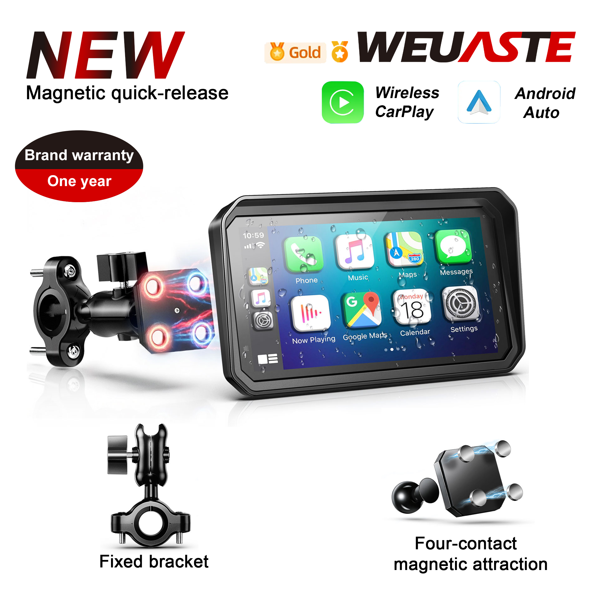 WEUASTE 6-7 インチワイヤレスオートバイ CarPlay Android Auto すべてのモデルと互換性のあるポータブル GPS ナビゲーションダッシュボード