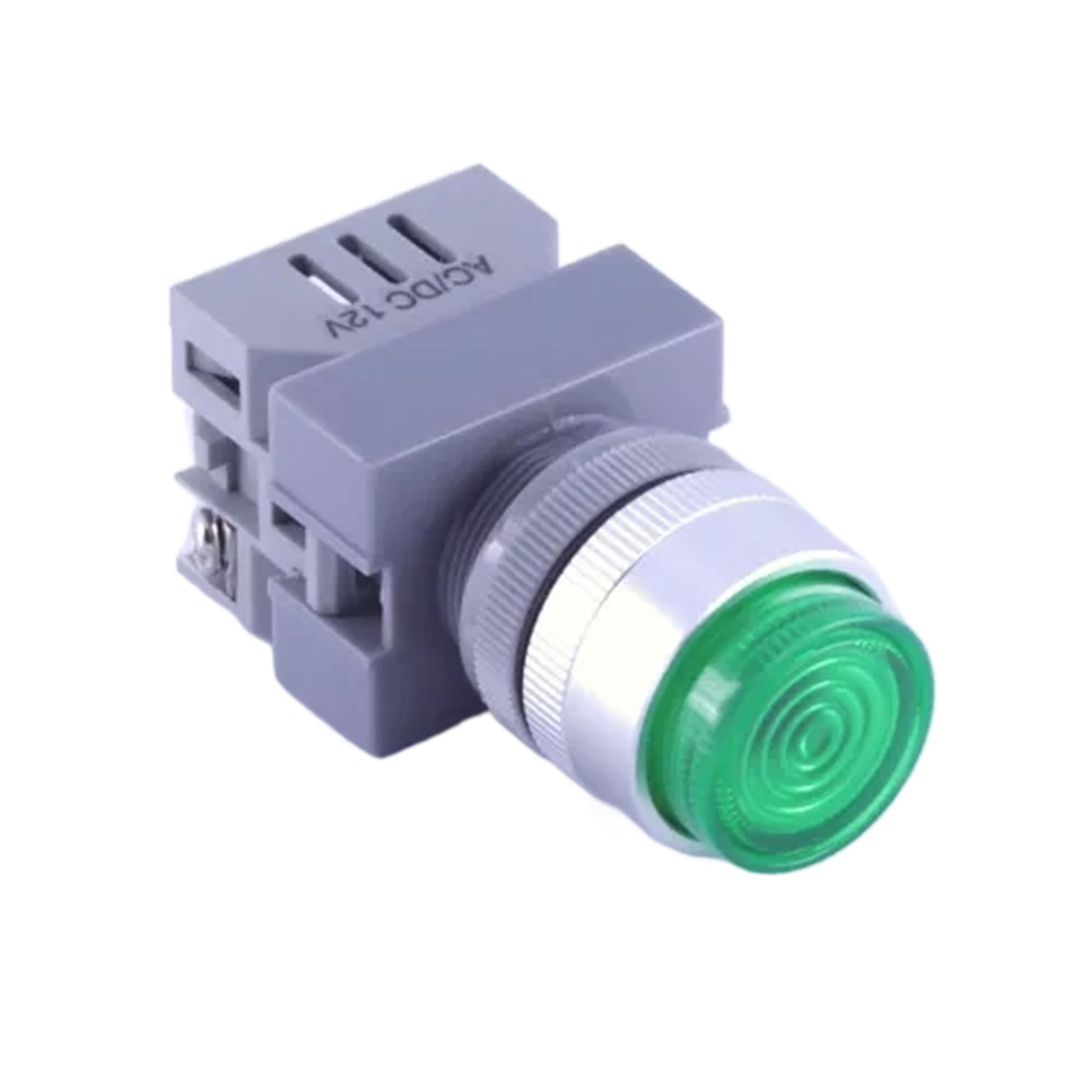 ELEWIND 22mm ネジ端子 平頭信号灯 緑色 キャップ色 (PB222F-D/G/12V)