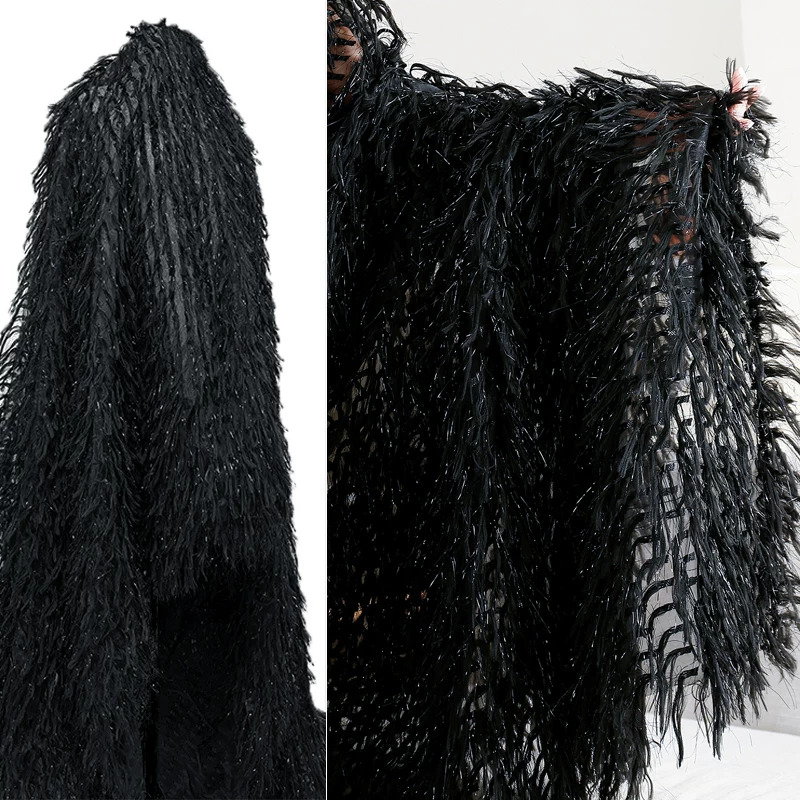 1 ヤードジャカード明るいシルクレギュラータッセル羽糸生地縫製手作り diy ドレス服デザイン生地