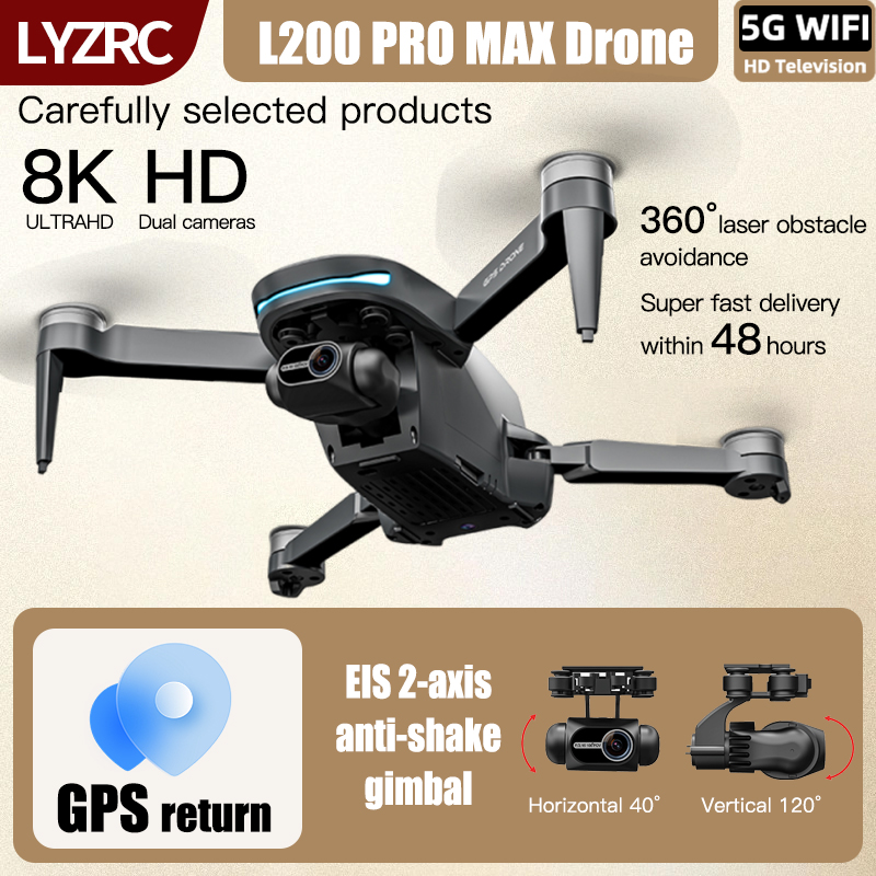 LYZRC L200 PRO MAX GPS ドローン 2 軸ジンバル空中 8K プロカメラ 360° レーザー障害物回避折りたたみ式クワッドコプター ドローン