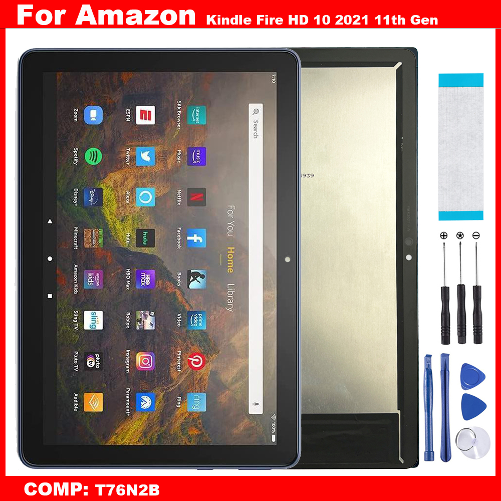 Ori Amazon Kindle Fire HD 10 HD10 11th Gen 2021 10.1 "T76N2B T76N2P Lcd ディスプレイタッチスクリーンデジタイザガラスアセンブリ修理