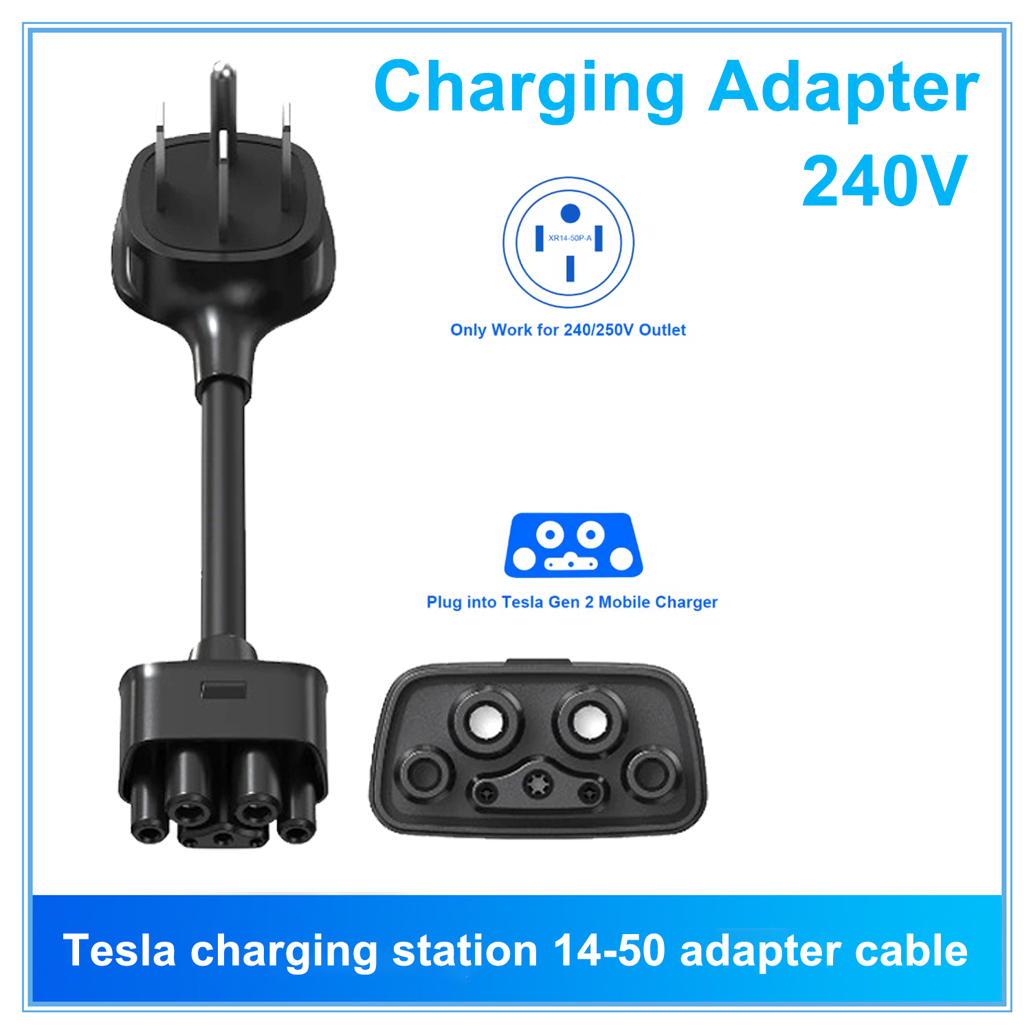 NEMA 14-50 アダプター Tesla Gen 2 モバイルポータブル充電器用モバイル充電器は 32 Amp Nema 220V 240V に接続します Tesla モデル 3