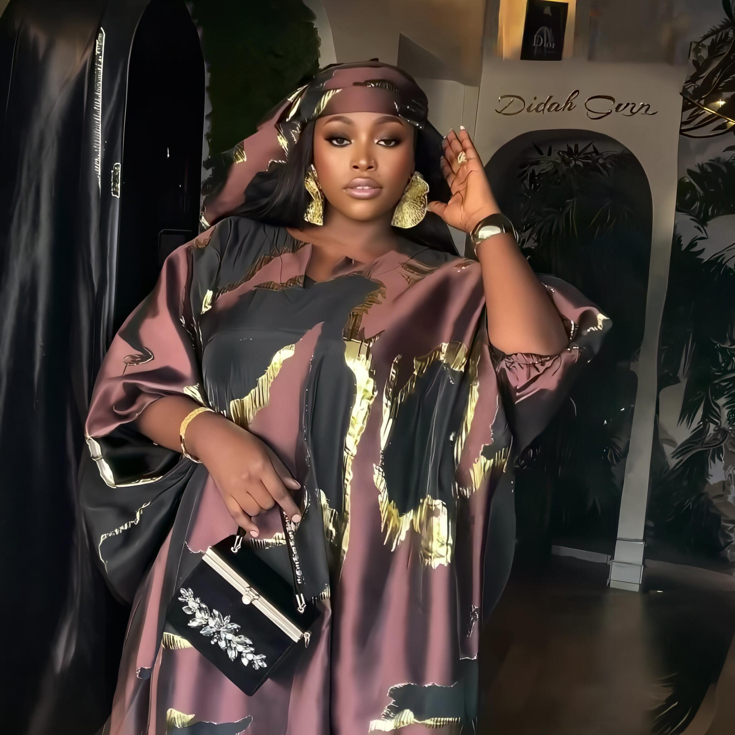 ファッションアフリカ七面鳥は 2 個セットアフリカの女性 boubou を着用スカーフアフリカのドレス女性のための高級