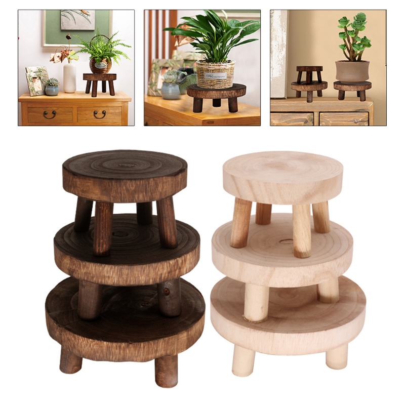 無垢材ラウンドベンチフラワーポットホルダー植物多肉植物フラワーポットベースディスプレイスタンドスツール家庭菜園パティオ装飾卸売