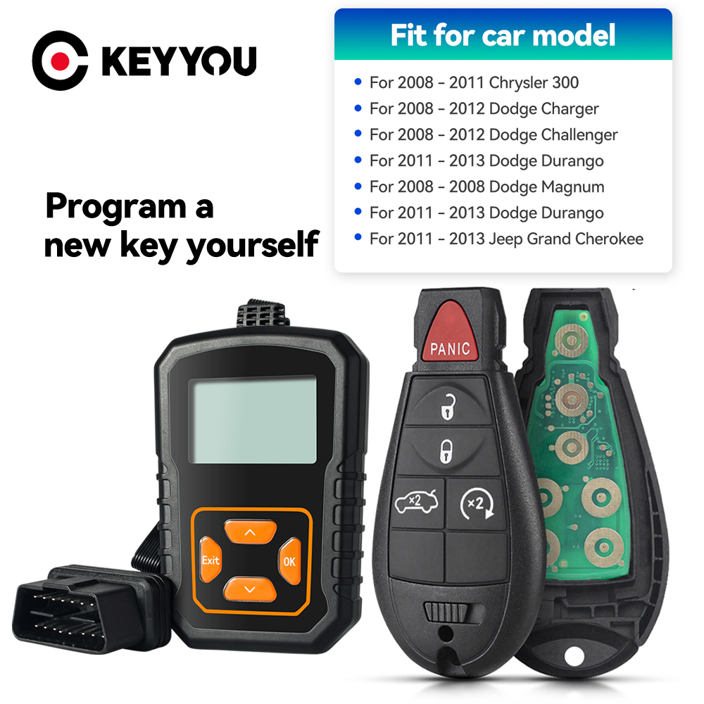 KEYYOU OBD キーフォブプログラマーツールとキーレスゴーリモートキークライスラー 300 ダッジチャージャーチャレンジャーデュランゴマグナムデュランゴ