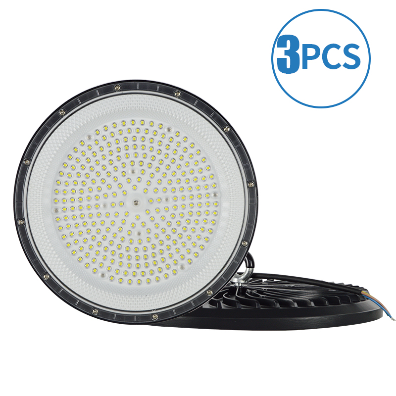 3パック高UFO LEDハイベイライト5000K昼光色100-200W防水工業用ランプスーパーマーケットファーム倉庫ガレージ用