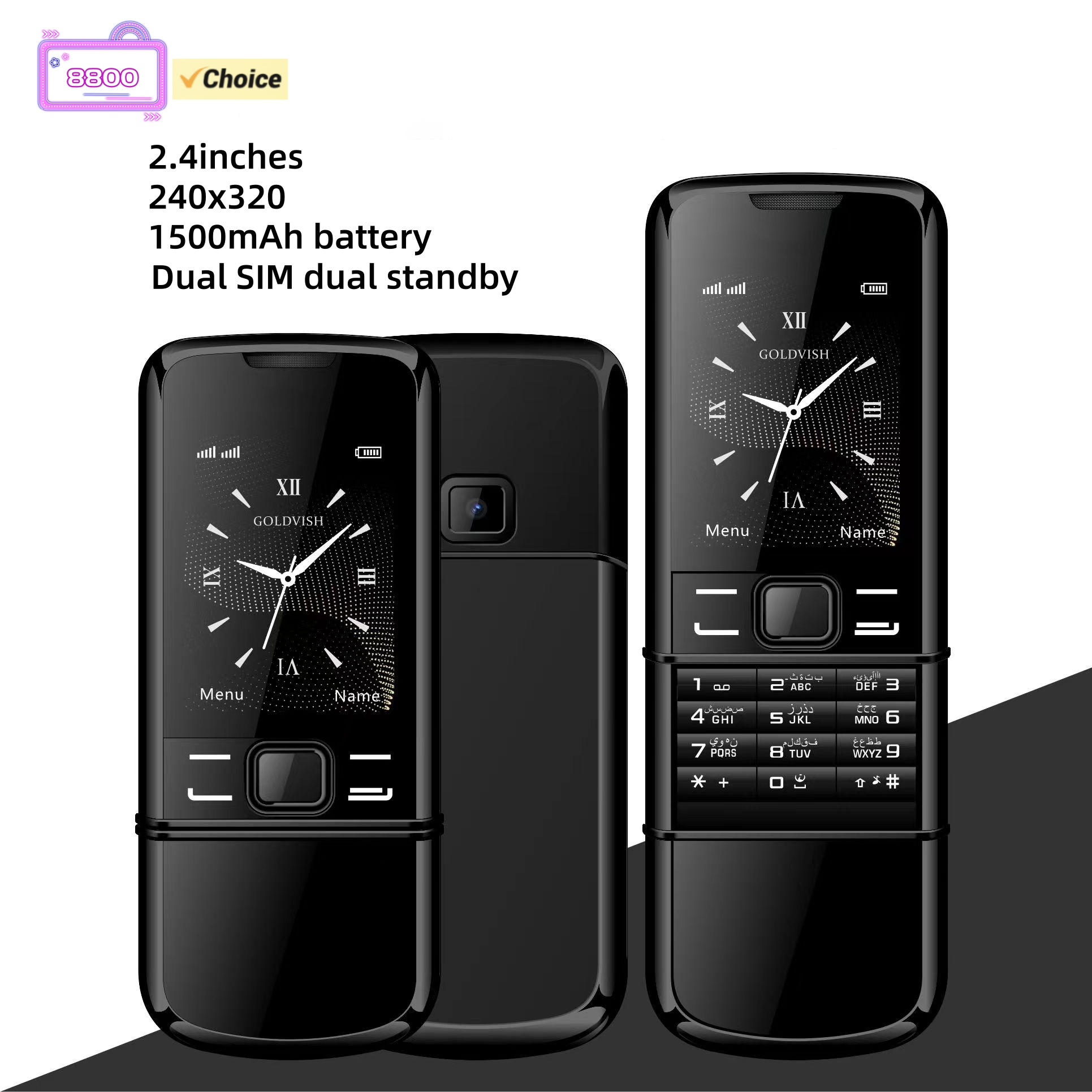 8800 2G スライダー携帯電話 2.4 インチ 240x320 デュアル SIM デュアルスタンバイ Bluetooth GSM 携帯電話多言語
