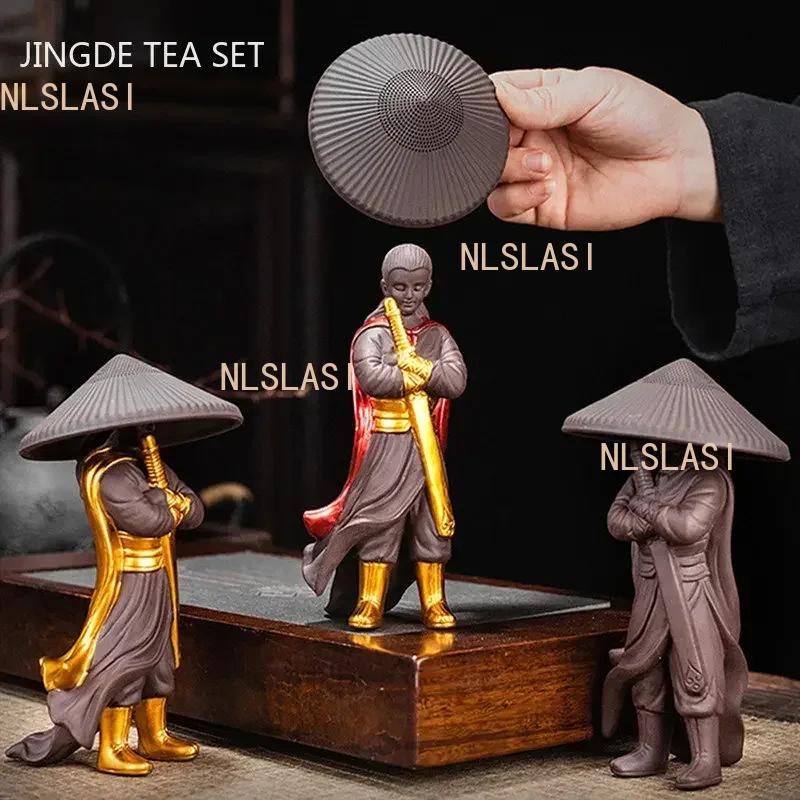 ブティック紫粘土茶ペット茶ストレーナークリエイティブフィギュア像の装飾品手作り工芸品ティーセット装飾アクセサリー