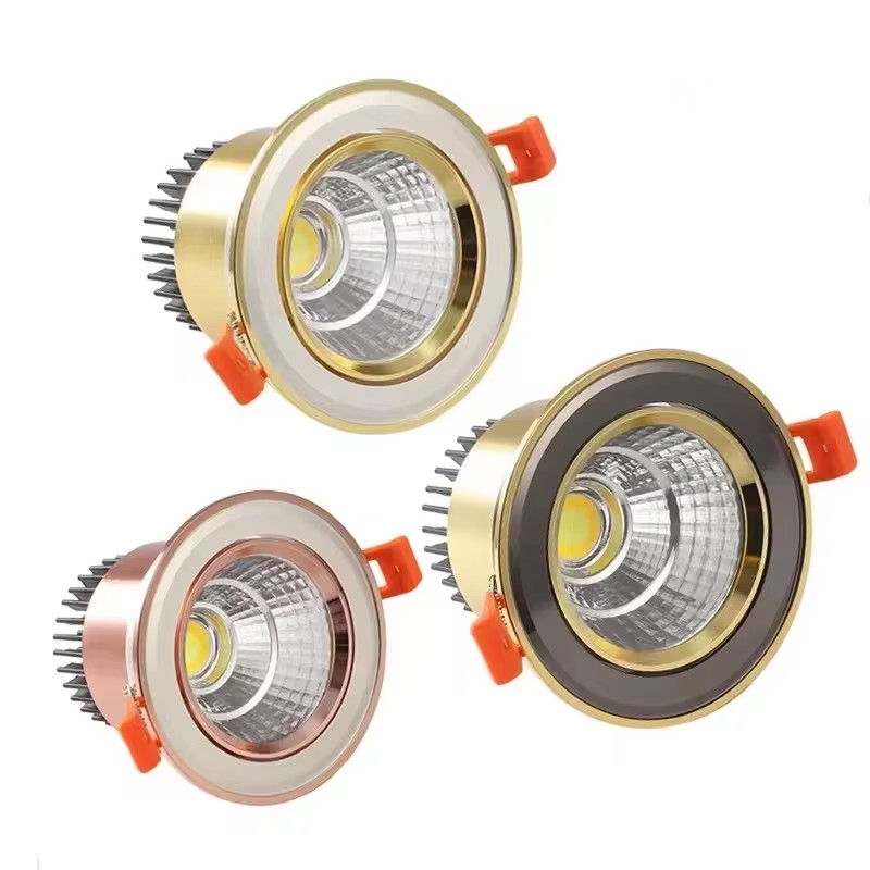 ゴールド電気メッキ超高品質凹型 LED ダウンライト調光可能 7W9W12W15W COB 天井スポットライト家庭用 AC90 〜 260V