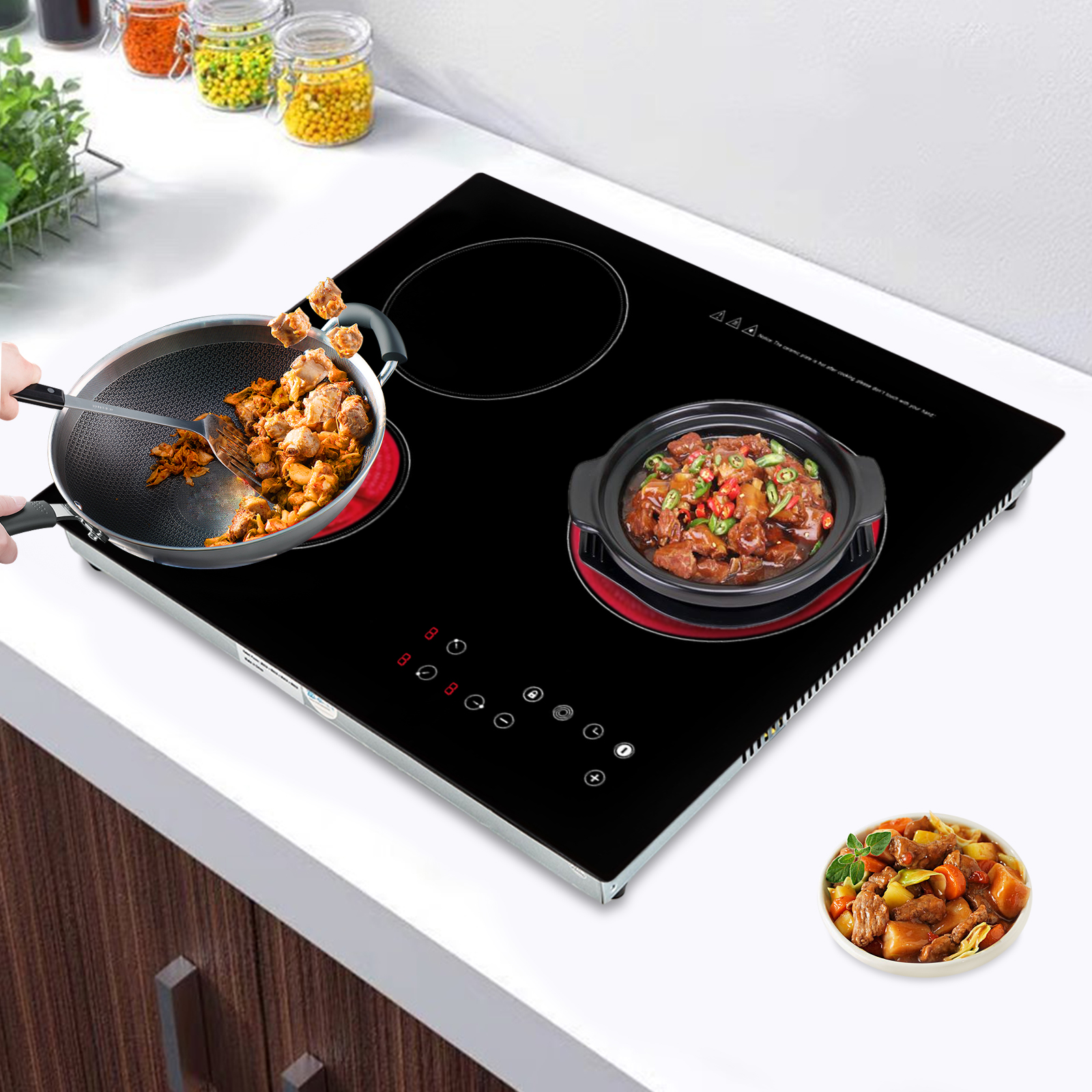 2600 ワット 110 ボルト電気セラミッククックトップポータブル 3 バーナー内蔵クックトップセンサータッチコントロールカウンタートップ電気ホットプレート
