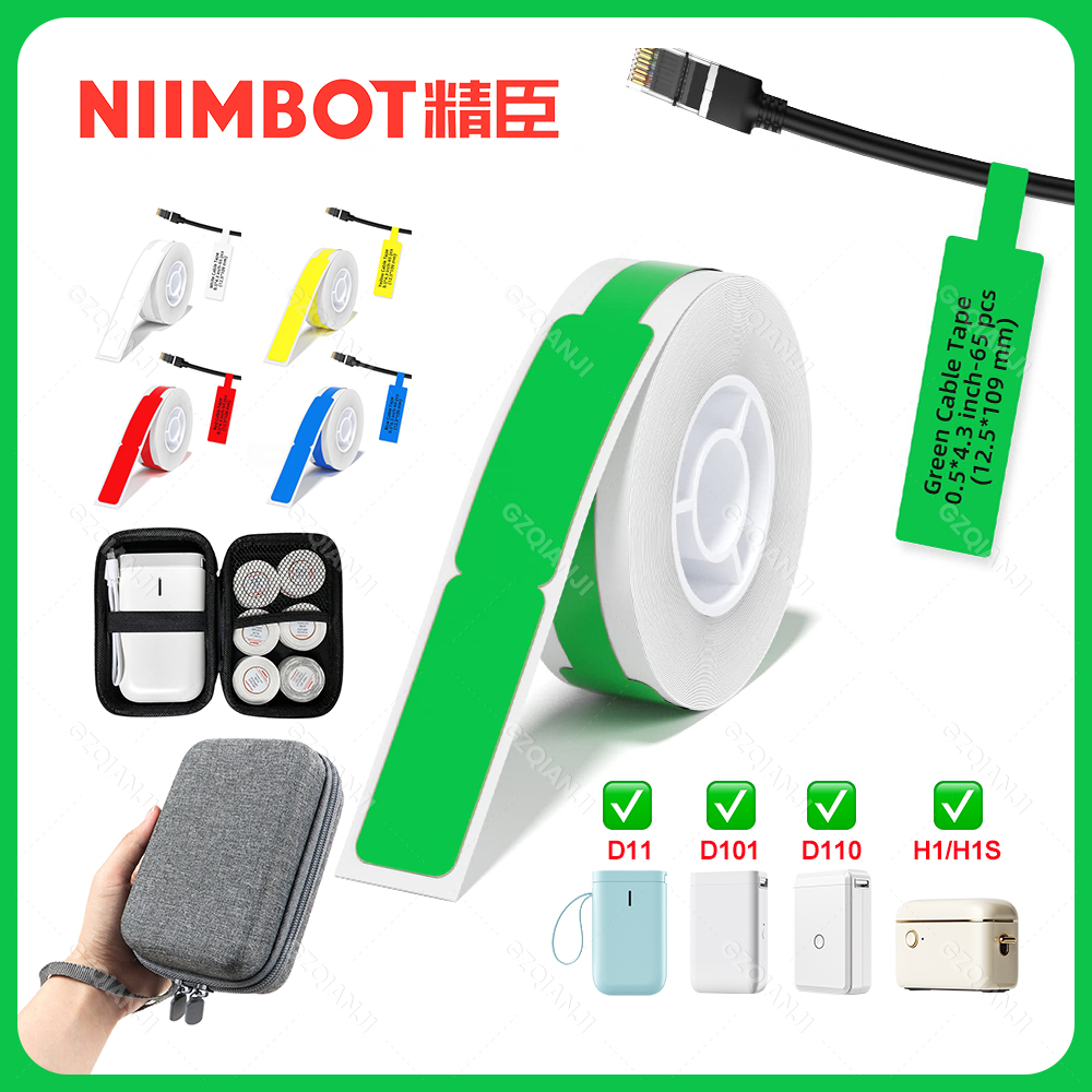 NIIMBOT ステッカー自己粘着ラベル感熱紙 D11 D101 D110 ミニプリンタ用白カラフルな防水ケーブルテープロール