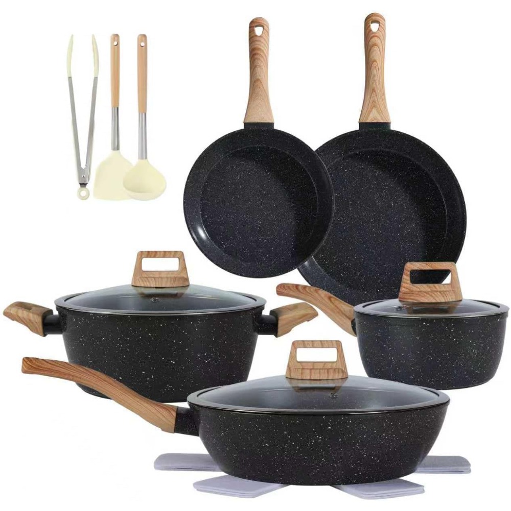 米国発送セラミック調理器具セットノンスティック 15 個鍋とフライパンセットキッチン用品