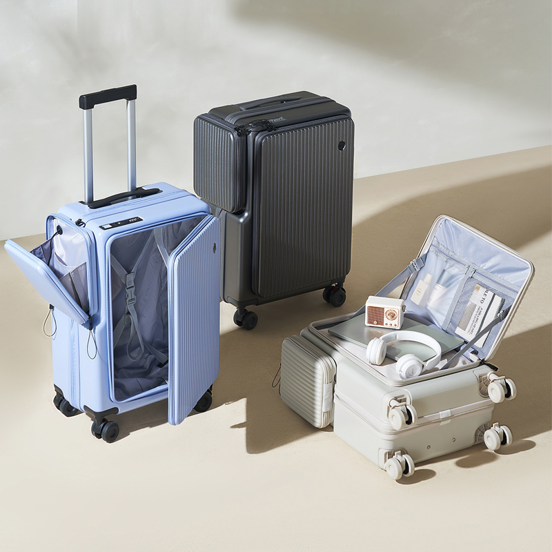 新しい両開き旅行スーツケース 20 インチ機内持ち込みスーツケース拡張可能な多機能荷物防爆ジッパー 22-26 インチ