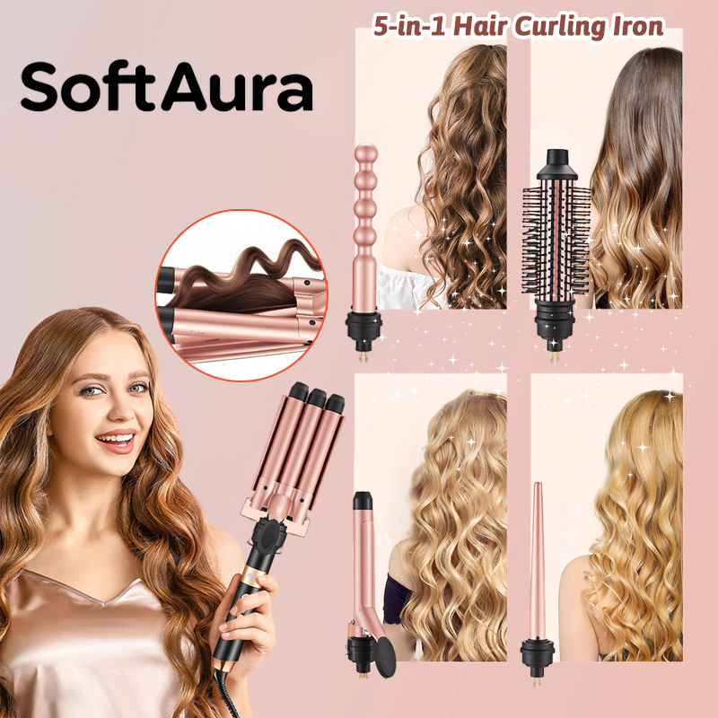SoftAura 5 in 1 ヘアカーラー多機能ヘアアイロンヘアスタイラーサロンスタイリングツール家庭用旅行日常使用 2026 新