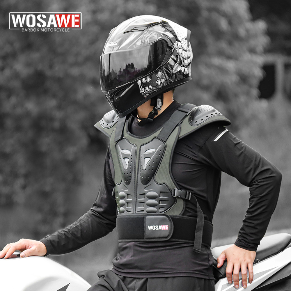 WOSAWE オートバイジャケット男性の通気性ジャケットモトクロスエンデューロレーシングモト胸ベスト機器服
