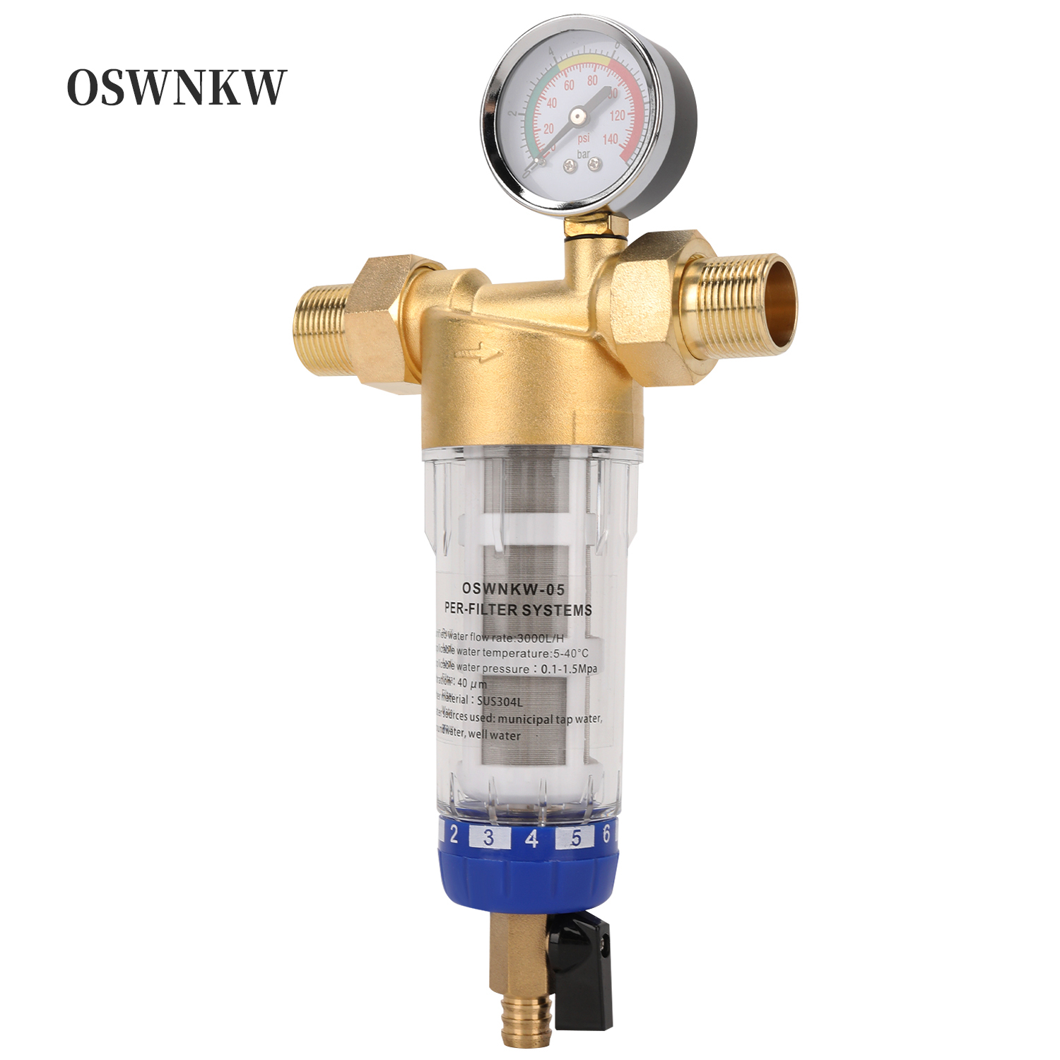 OSWNKW-05 プレフィルター浄化器家全体スピンダウン沈殿物水フィルター中央プレフィルターシステム逆洗ステンレス鋼メッシュ