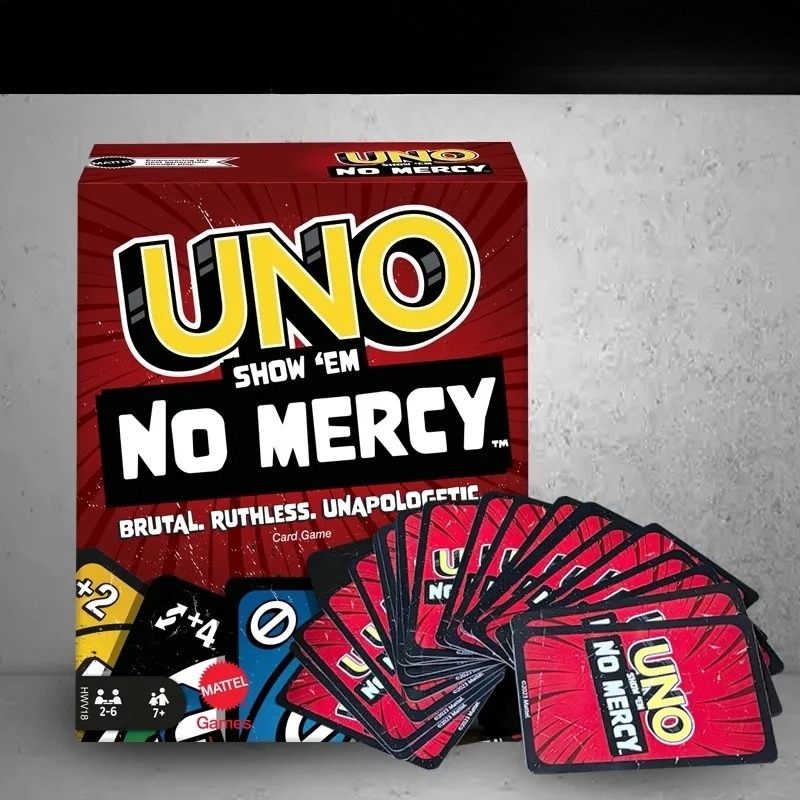 100% オリジナルマテル UNO ショーエムノー慈悲カードゲームデッキポーカー Geunine ブランドクリスマスギフトテーブルゲーム家族パーティー旅行
