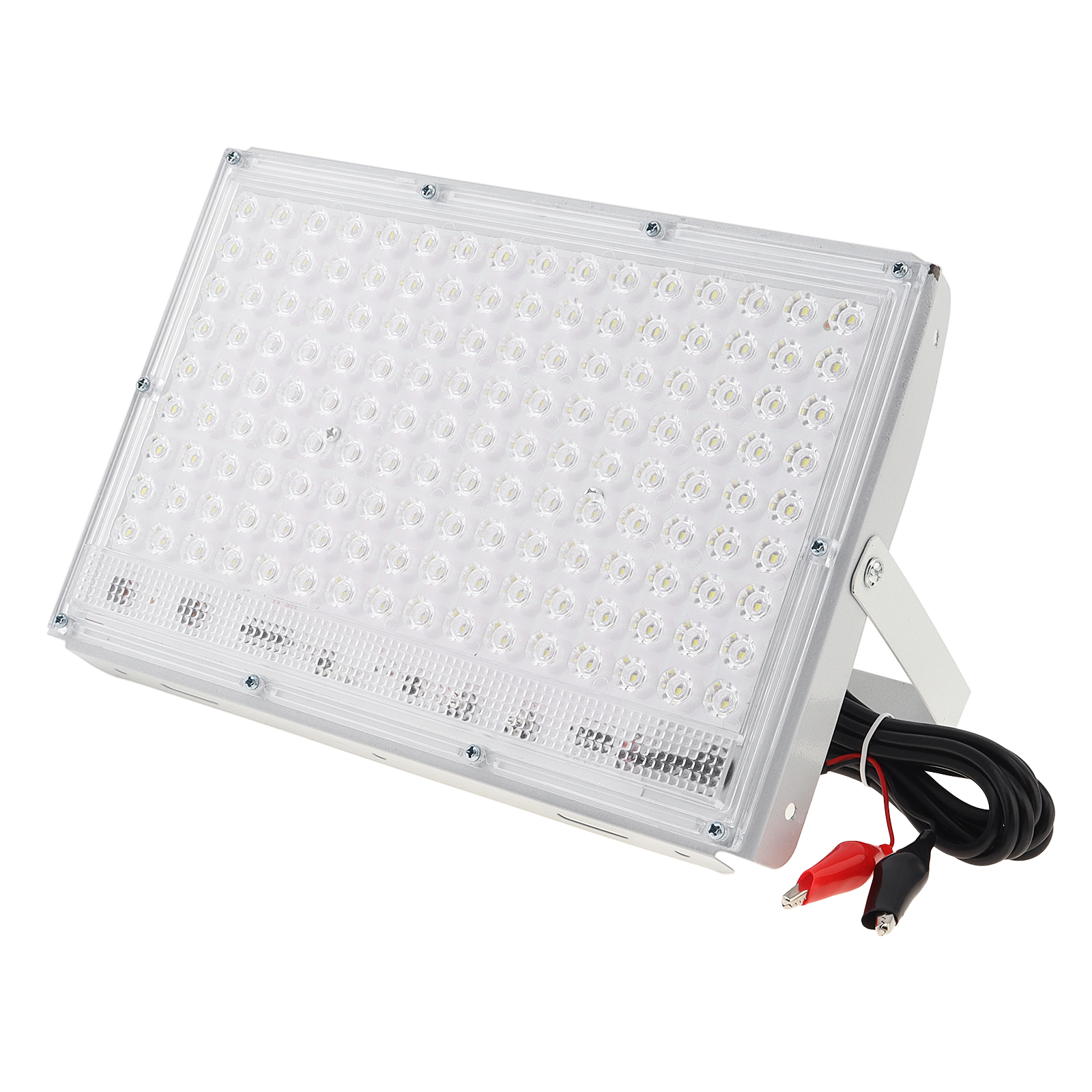 屋外 LED フラッドライト 12V-85V IP65 防水 200W 相当 緊急屋外照明 バッテリーワニ口クリップ付き