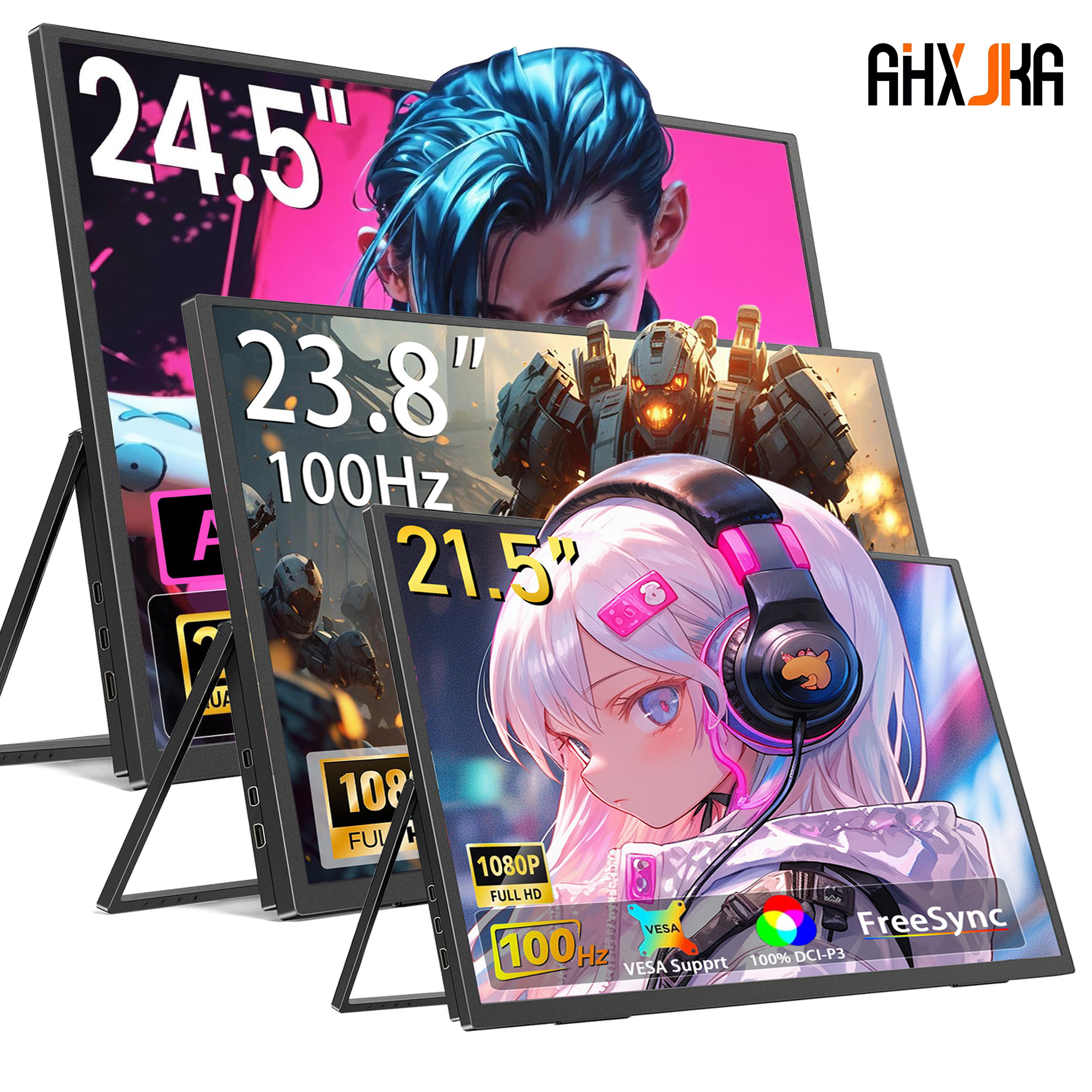 AHXJKA ポータブルモニター 21.5/23.8/24.5 インチ 100sRGB ゲーム電話モバイルラップトップエクステンダーセカンドスクリーン Steam/PS4/5/TV/Xbox
