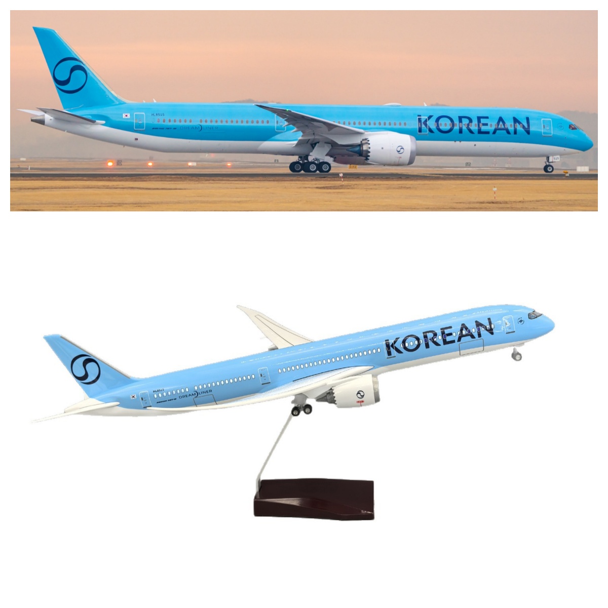 43 センチメートル飛行機モデル大韓航空 787-10 レプリカ樹脂飛行機モデル車輪付き