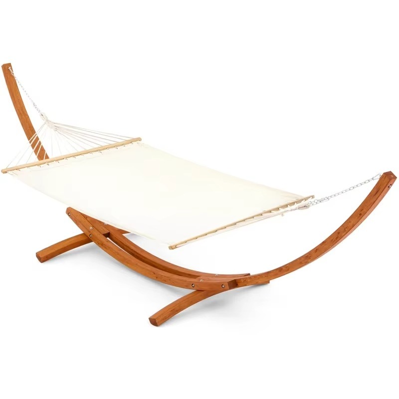 2026 Wooden Hammock With Canopy Mesh Rope Hammock With Wood Stand