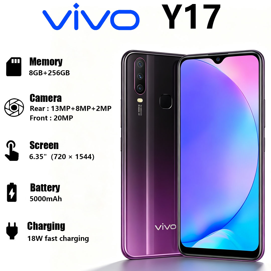 新しい VIVO Y17 4 グラムグローバルバージョン携帯電話 6.35 "大画面 13MP トリプルカメラ 5000mAh 大バッテリーデュアル SIM 格安スマートフォン