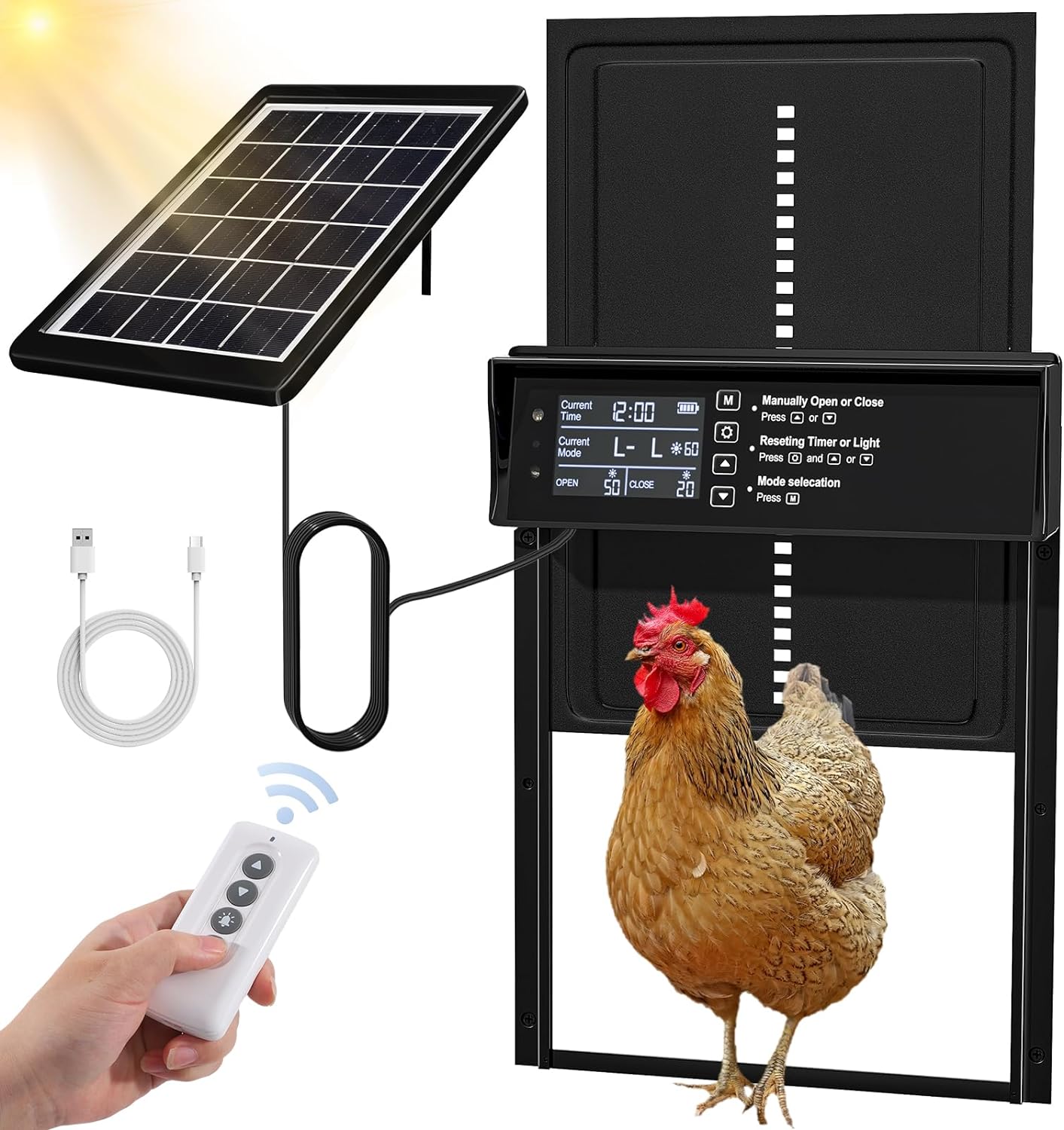 ソーラー鶏小屋ドア、自動鶏ドア太陽光発電