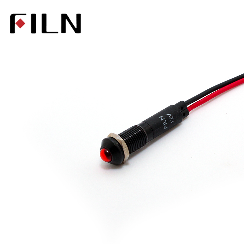 8 ミリメートル FL1A-8SW-1 黒ハウジングミニ隆起ヘッド赤緑黄青 12 ボルト LED インジケーターライト 20 センチメートルワイヤー