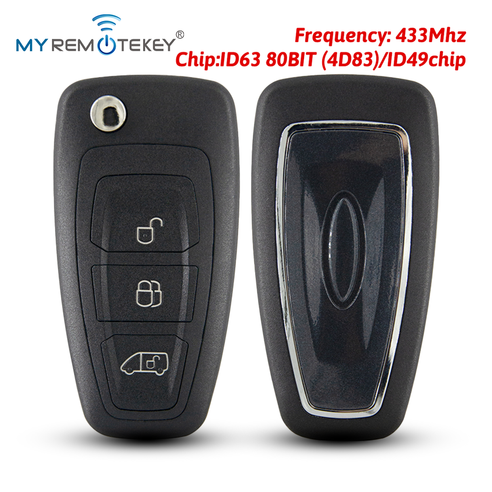 MYREMOTEKEY FCC A2C53435329 フリップリモートキー 433Mhz FSK ID63 80BIT (4D83)/ID49 チップフォードトランジットカスタムコネクト 2012-2019