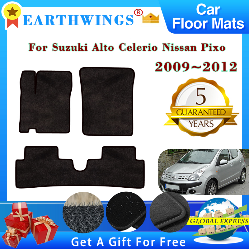 車のフロアマットスズキアルトセレリオ日産ピクソ 2009 〜 2012 カーペットフットパッド敷物カバーフットパッドインテリアアクセサリーステッカー