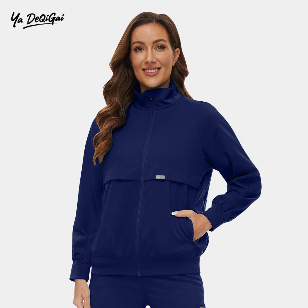 ドクターナースジャケット制服看護スクラブトップ手術服女性長袖高品質メンズスクラブ病院アクセサリー