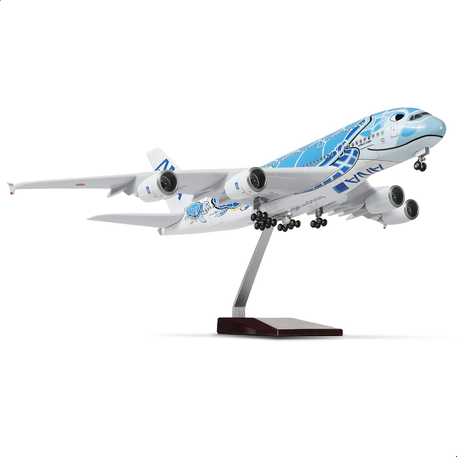 1/160 A380 ANA ブルータートル飛行機モデルキット (18 インチ) ディスプレイスタンド付き大人の航空ギフトや航空機コレクション用