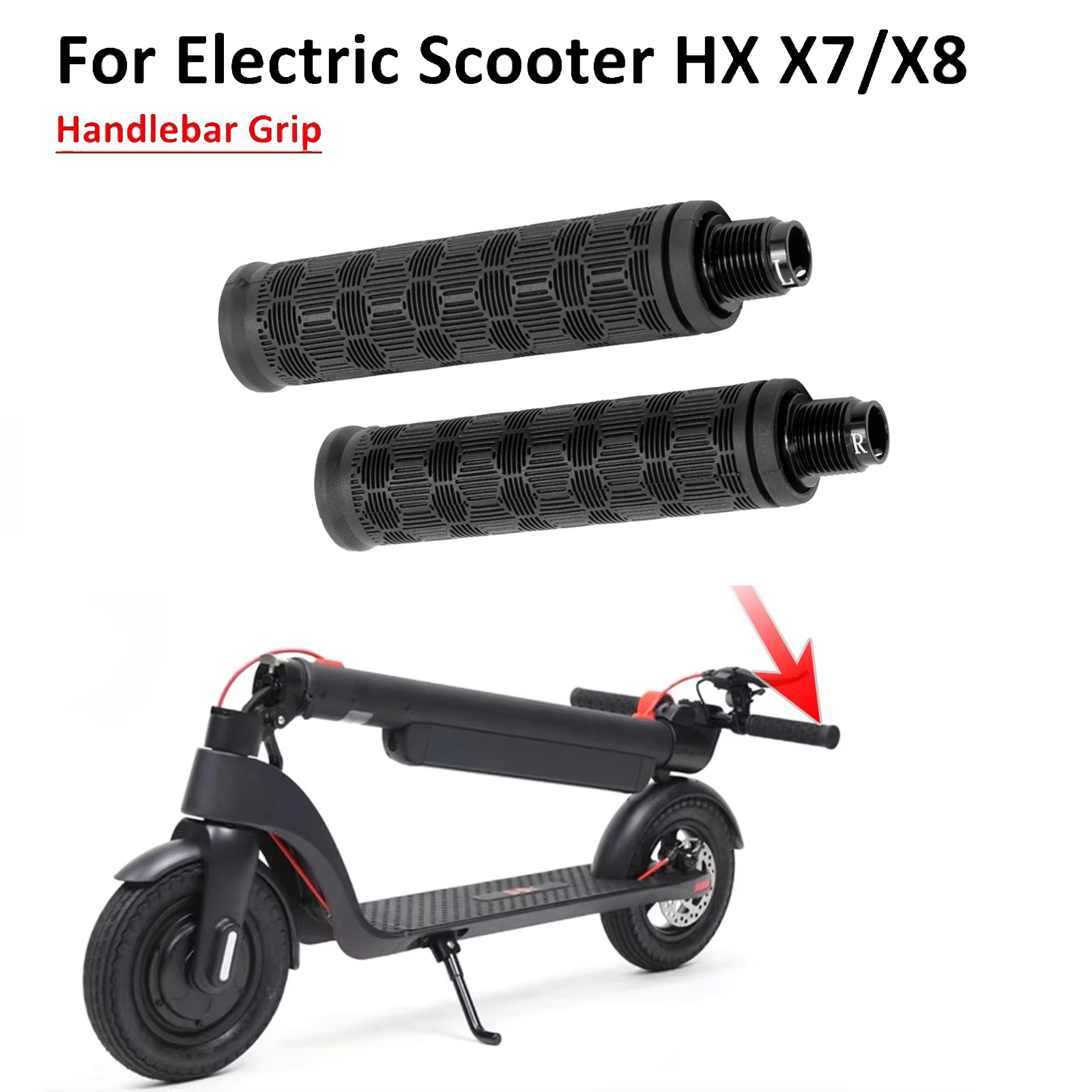 ハンドルバーグリップ HX 電動スクーター X7 X8 キックスクーター用 アルミ合金ネジ 滑り止めシリコン コバート 左右グリップ
