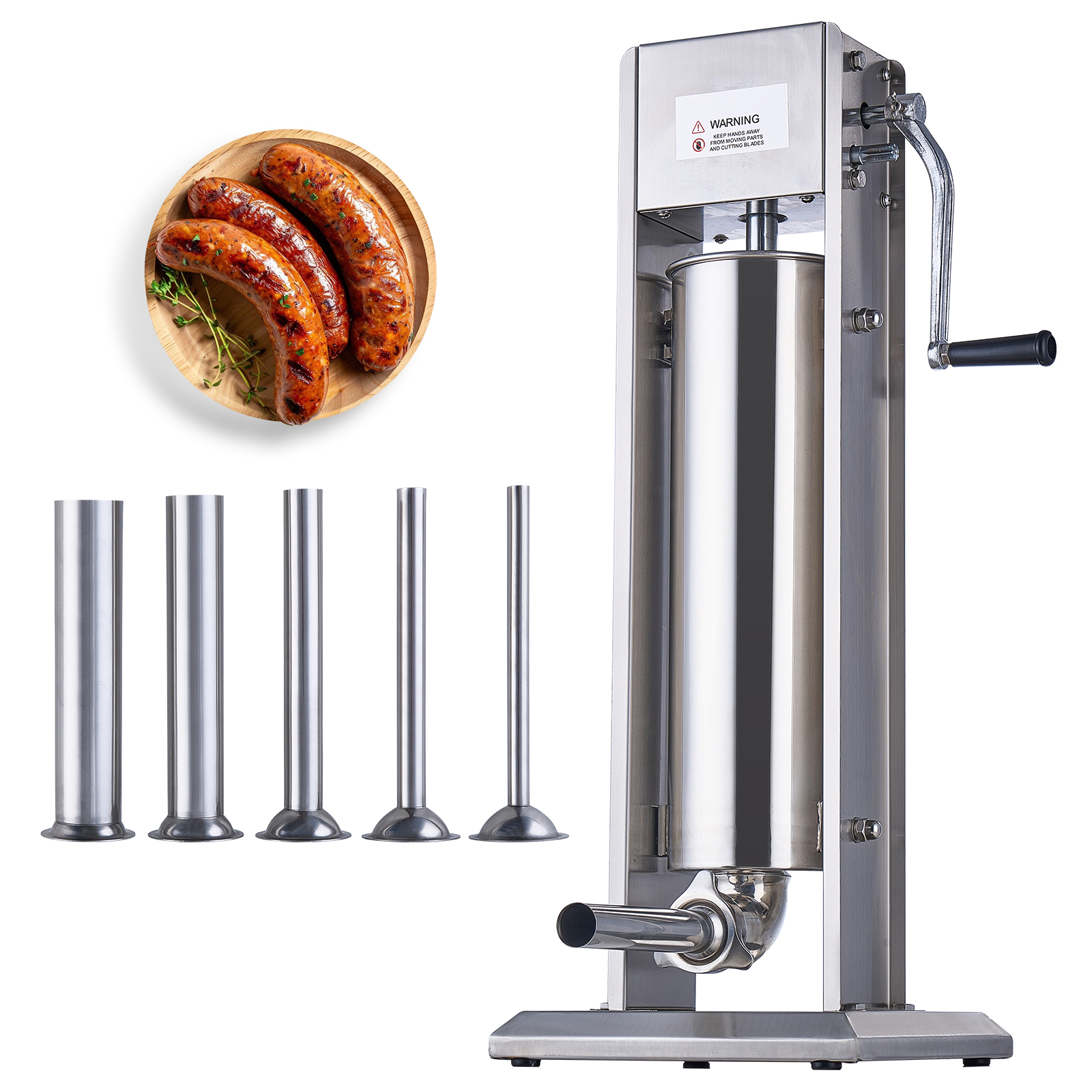 SucceBuy 手動ソーセージ詰め物 7 L / 15 ポンド 垂直食品グレード 304 ステンレス鋼 ホームキッチン レストラン用 23.2ポンド