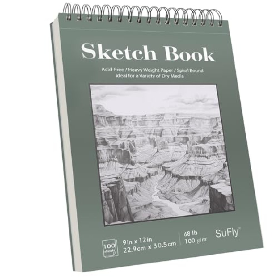 スケッチブック 9x12、画用紙パッド-68ポンド/100gsm、トップスパイラルスケッチブックハードカバー、100枚スケッチパッド、教室アートサプリメント用