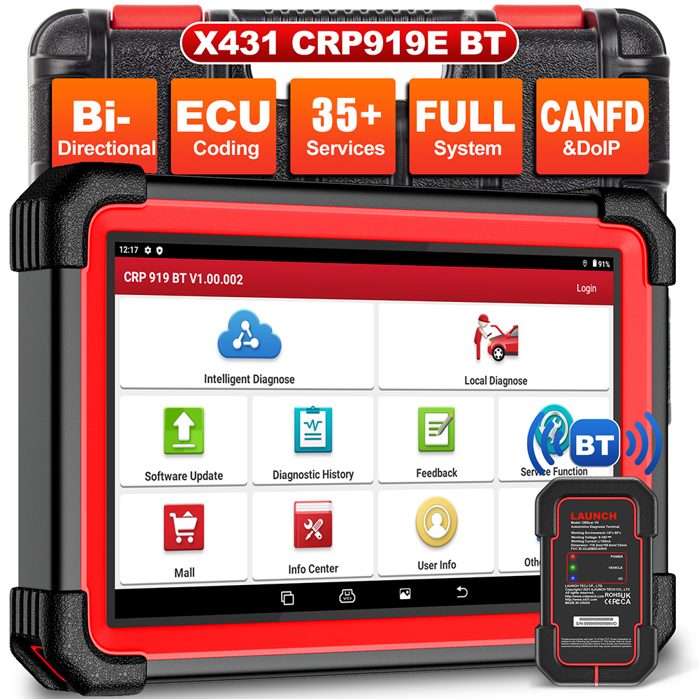 LAUNCH X431 CRP919E BT 車診断ツール CAN FD DOIP すべてのシステム ECU コーディング双方向 35 リセット DBScar VII 自動スキャナ